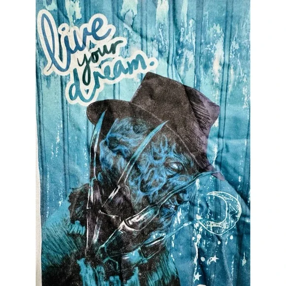 Freddy Krueger Nightmare on Elm Street Halloween "Live your Dream" Blue T Shirt - Picture 5 of 14